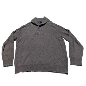 J Crew Men's XL Cardigan Sweater Gray Wool Blend Shawl Collar Button Front‎